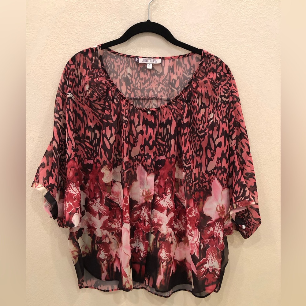 Jennifer Lopez semi sheer blouse size medium